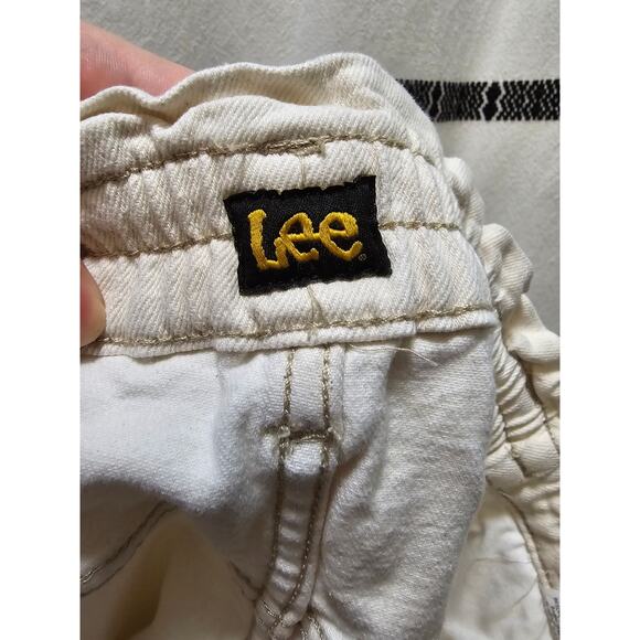 Lee white stretch denim ruffle elastic waist mini skirt size 12 - Picture 2 of 10